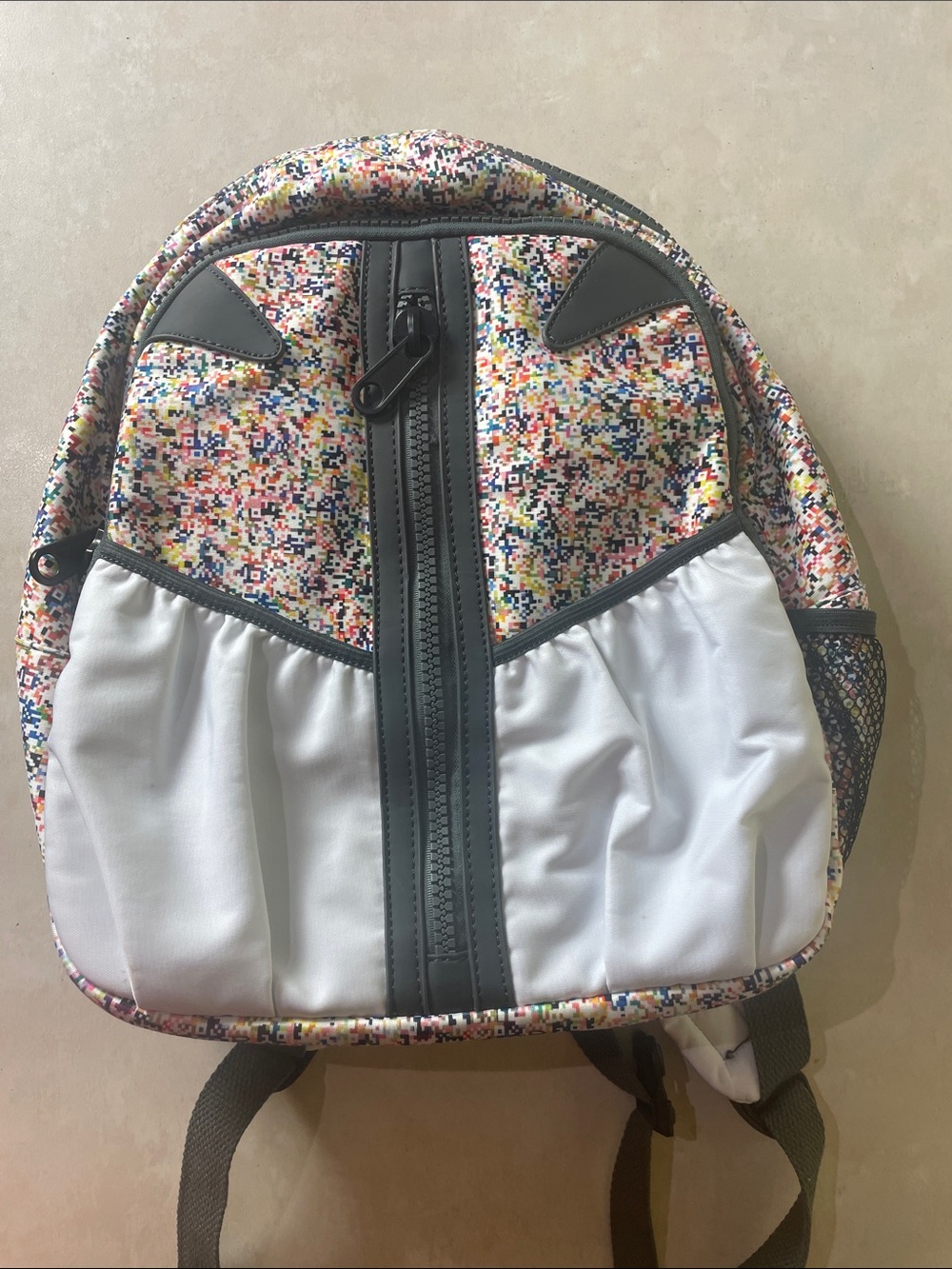 BZees Multicolor Pixel Print White Panel Backpack
